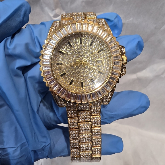Bling King Iced Out Watch - Gold Tone VVS CZ 40mm Rotating Bezel
